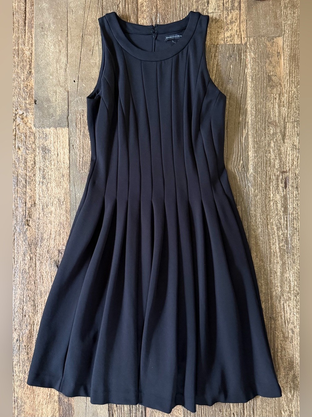 White House Black Market Black Pleated Fit & Flare Dress Size 2 LBD
